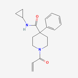molecular formula C18H22N2O2 B2814014 N-Cyclopropyl-4-phenyl-1-prop-2-enoylpiperidine-4-carboxamide CAS No. 2201424-21-5