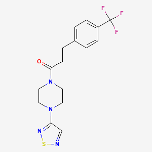molecular formula C16H17F3N4OS B2814015 1-[4-(1,2,5-噻二唑-3-基)哌嗪-1-基]-3-[4-(三氟甲基)苯基]丙酮 CAS No. 2097901-22-7