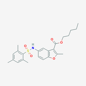 molecular formula C24H29NO5S B281402 Pentyl 5-[(mesitylsulfonyl)amino]-2-methyl-1-benzofuran-3-carboxylate 