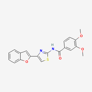 molecular formula C20H16N2O4S B2814020 N-[4-(1-benzofuran-2-yl)-1,3-thiazol-2-yl]-3,4-dimethoxybenzamide CAS No. 941961-91-7
