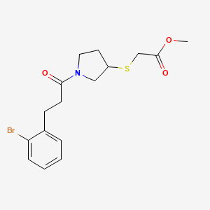 molecular formula C16H20BrNO3S B2814021 甲基 2-((1-(3-(2-溴苯基)丙酰)吡咯烷-3-基)硫)乙酸酯 CAS No. 2034407-51-5