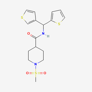 1-(methylsulfonyl)-N-(thiophen-2-yl(thiophen-3-yl)methyl)piperidine-4-carboxamide