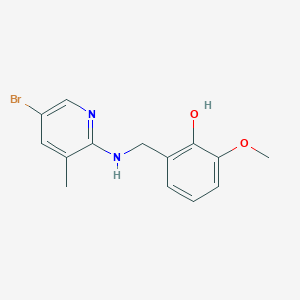 molecular formula C14H15BrN2O2 B2814033 2-(((5-Bromo-3-methyl-2-pyridinyl)amino)methyl)-6-methoxyphenol CAS No. 298217-68-2