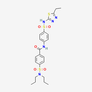 molecular formula C23H29N5O5S3 B2814036 4-(dipropylsulfamoyl)-N-{4-[(5-ethyl-1,3,4-thiadiazol-2-yl)sulfamoyl]phenyl}benzamide CAS No. 307524-07-8