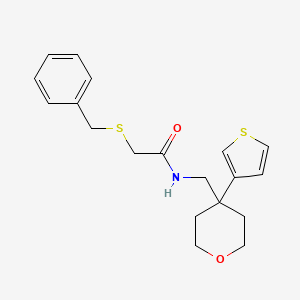 molecular formula C19H23NO2S2 B2814044 2-(benzylthio)-N-((4-(thiophen-3-yl)tetrahydro-2H-pyran-4-yl)methyl)acetamide CAS No. 2320683-96-1