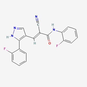 (E)-2-Cyano-N-(2-fluorophenyl)-3-[5-(2-fluorophenyl)-1H-pyrazol-4-yl]prop-2-enamide