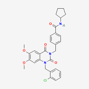 molecular formula C30H30ClN3O5 B2814056 4-((1-(2-chlorobenzyl)-6,7-dimethoxy-2,4-dioxo-1,2-dihydroquinazolin-3(4H)-yl)methyl)-N-cyclopentylbenzamide CAS No. 1185022-71-2