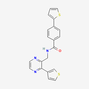 molecular formula C20H15N3OS2 B2814061 4-(thiophen-2-yl)-N-((3-(thiophen-3-yl)pyrazin-2-yl)methyl)benzamide CAS No. 2034497-36-2