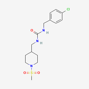 molecular formula C15H22ClN3O3S B2814066 1-(4-氯苯甲基)-3-((1-(甲磺酰基)哌啶-4-基)甲基)脲 CAS No. 1235268-81-1