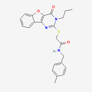 molecular formula C23H23N3O3S B2814076 N-[(4-甲基苯基)甲基]-2-[(4-氧代-3-丙基-[1]苯并噻噻吩-2-基)硫代]乙酰胺 CAS No. 899961-77-4