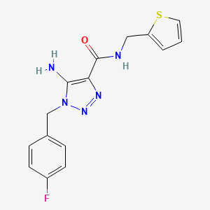 molecular formula C15H14FN5OS B2814078 5-amino-1-(4-fluorobenzyl)-N-(thiophen-2-ylmethyl)-1H-1,2,3-triazole-4-carboxamide CAS No. 899981-00-1