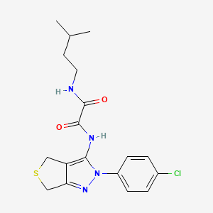 molecular formula C18H21ClN4O2S B2814083 N'-[2-(4-chlorophenyl)-4,6-dihydrothieno[3,4-c]pyrazol-3-yl]-N-(3-methylbutyl)oxamide CAS No. 946332-22-5