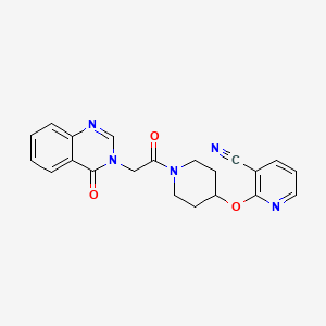 molecular formula C21H19N5O3 B2814090 2-((1-(2-(4-氧代喹唑啉-3(4H)-基)乙酰)哌啶-4-基)氧基)烟酸腈 CAS No. 1798024-15-3