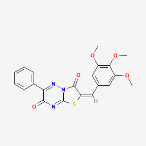 molecular formula C21H17N3O5S B2814093 (2E)-6-苯基-2-(3,4,5-三甲氧基苯甲基亚甲基)-7H-[1,3]噻唑并[3,2-b][1,2,4]三嗪-3,7(2H)-二酮 CAS No. 463366-91-8