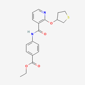 molecular formula C19H20N2O4S B2814110 乙酸4-(2-((四氢噻吩-3-基氧基)烟酰胺基)苯甲酸乙酯 CAS No. 2034621-54-8