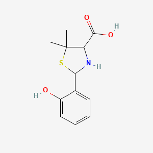 molecular formula C12H15NO3S B2814113 2-(2-hydroxyphenyl)-5,5-dimethyl-1,3-thiazolidine-4-carboxylic Acid CAS No. 105149-48-2