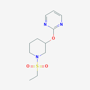 molecular formula C11H17N3O3S B2814119 2-((1-(乙基磺酰)哌啶-3-基)氧基)嘧啶 CAS No. 2034325-76-1