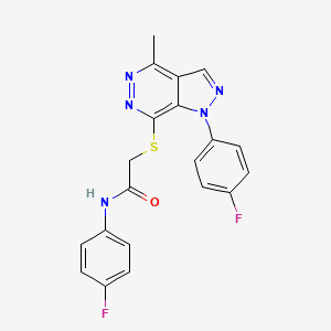 molecular formula C20H15F2N5OS B2814120 N-(4-fluorophenyl)-2-((1-(4-fluorophenyl)-4-methyl-1H-pyrazolo[3,4-d]pyridazin-7-yl)thio)acetamide CAS No. 1105201-90-8