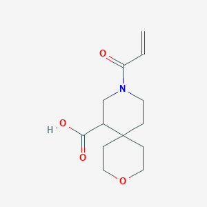 molecular formula C13H19NO4 B2814125 9-丙烯酰-3-氧代-9-氮杂双环[5.5]十一烷-11-羧酸 CAS No. 2567504-12-3