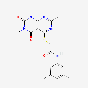 molecular formula C19H21N5O3S B2814133 N-(3,5-dimethylphenyl)-2-((2,6,8-trimethyl-5,7-dioxo-5,6,7,8-tetrahydropyrimido[4,5-d]pyrimidin-4-yl)thio)acetamide CAS No. 852168-05-9
