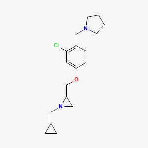molecular formula C18H25ClN2O B2814146 1-[[2-Chloro-4-[[1-(cyclopropylmethyl)aziridin-2-yl]methoxy]phenyl]methyl]pyrrolidine CAS No. 2418668-14-9