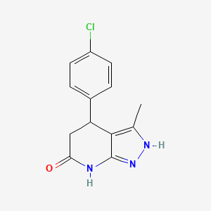 molecular formula C13H12ClN3O B2814151 3-Methyl-4-(4-chlorophenyl)-4,5-dihydro-1H-pyrazolo[3,4-b]pyridine-6(7H)-one CAS No. 442652-78-0