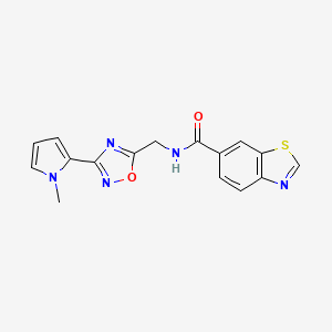 molecular formula C16H13N5O2S B2814163 N-((3-(1-甲基-1H-吡咯-2-基)-1,2,4-噁二唑-5-基)甲基)苯并[4,5-d]噻唑-6-甲酰胺 CAS No. 2034508-05-7