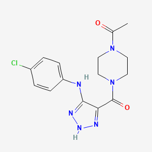 molecular formula C15H17ClN6O2 B2814164 1-[4-({5-[(4-chlorophenyl)amino]-1H-1,2,3-triazol-4-yl}carbonyl)piperazin-1-yl]ethanone CAS No. 1291843-19-0
