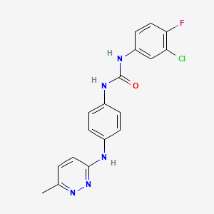 molecular formula C18H15ClFN5O B2814170 1-(3-氯-4-氟苯基)-3-(4-((6-甲基吡啶-3-基)氨基)苯基)脲 CAS No. 1202981-50-7