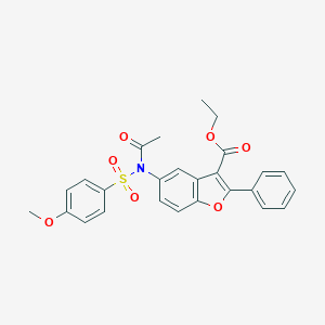 molecular formula C26H23NO7S B281418 Ethyl 5-{acetyl[(4-methoxyphenyl)sulfonyl]amino}-2-phenyl-1-benzofuran-3-carboxylate 