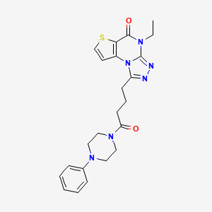 molecular formula C23H26N6O2S B2814180 4-ethyl-1-[4-oxo-4-(4-phenylpiperazin-1-yl)butyl]thieno[2,3-e][1,2,4]triazolo[4,3-a]pyrimidin-5(4H)-one CAS No. 887224-98-8