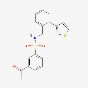 molecular formula C19H17NO3S2 B2814181 3-acetyl-N-(2-(thiophen-3-yl)benzyl)benzenesulfonamide CAS No. 1797184-54-3