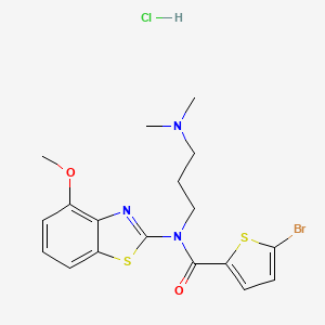 molecular formula C18H21BrClN3O2S2 B2814189 5-bromo-N-(3-(dimethylamino)propyl)-N-(4-methoxybenzo[d]thiazol-2-yl)thiophene-2-carboxamide hydrochloride CAS No. 1216783-75-3