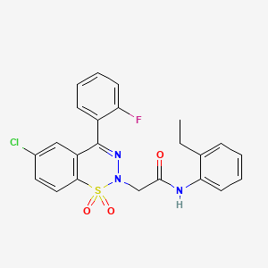 molecular formula C23H19ClFN3O3S B2814192 2-[6-chloro-4-(2-fluorophenyl)-1,1-dioxido-2H-1,2,3-benzothiadiazin-2-yl]-N-(2-ethylphenyl)acetamide CAS No. 1031555-24-4