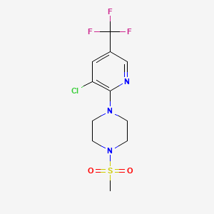 molecular formula C11H13ClF3N3O2S B2814197 1-[3-Chloro-5-(trifluoromethyl)pyridin-2-yl]-4-methylsulfonylpiperazine CAS No. 260368-03-4