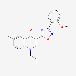 molecular formula C22H21N3O3 B2814202 3-[3-(2-methoxyphenyl)-1,2,4-oxadiazol-5-yl]-6-methyl-1-propylquinolin-4(1H)-one CAS No. 1326850-14-9