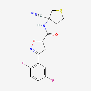 molecular formula C15H13F2N3O2S B2814203 N-(3-cyanothiolan-3-yl)-3-(2,5-difluorophenyl)-4,5-dihydro-1,2-oxazole-5-carboxamide CAS No. 1355921-08-2