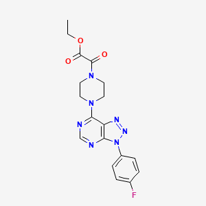 molecular formula C18H18FN7O3 B2814204 对乙酯基 2-(4-(3-(4-氟苯基)-3H-[1,2,3]噻唑并[4,5-d]嘧啶-7-基)哌嗪-1-基)-2-氧代乙酸酯 CAS No. 920386-87-4