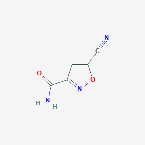 molecular formula C5H5N3O2 B2814214 5-Cyano-4,5-dihydro-1,2-oxazole-3-carboxamide CAS No. 1119442-06-6