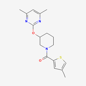 molecular formula C17H21N3O2S B2814228 (3-((4,6-Dimethylpyrimidin-2-yl)oxy)piperidin-1-yl)(4-methylthiophen-2-yl)methanone CAS No. 2097873-24-8