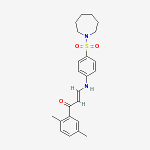 molecular formula C23H28N2O3S B2814234 (E)-3-((4-(azepan-1-ylsulfonyl)phenyl)amino)-1-(2,5-dimethylphenyl)prop-2-en-1-one CAS No. 1232816-45-3