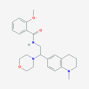 molecular formula C24H31N3O3 B2814235 2-methoxy-N-(2-(1-methyl-1,2,3,4-tetrahydroquinolin-6-yl)-2-morpholinoethyl)benzamide CAS No. 922085-87-8