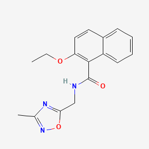 molecular formula C17H17N3O3 B2814248 2-ethoxy-N-((3-methyl-1,2,4-oxadiazol-5-yl)methyl)-1-naphthamide CAS No. 1235284-04-4