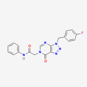 molecular formula C19H15FN6O2 B2814258 2-(3-(4-fluorobenzyl)-7-oxo-3H-[1,2,3]triazolo[4,5-d]pyrimidin-6(7H)-yl)-N-phenylacetamide CAS No. 863018-45-5