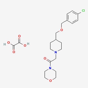 molecular formula C21H29ClN2O7 B2814259 2-(4-(((4-氯苄氧基)甲基)哌啶-1-基)-1-吗啉基)乙酮草酸盐 CAS No. 1396872-37-9