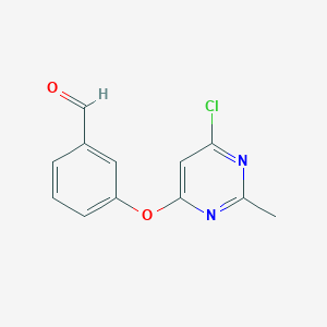 molecular formula C12H9ClN2O2 B2814264 3-(6-Chloro-2-methylpyrimidin-4-yl)oxybenzaldehyde CAS No. 1376222-54-6