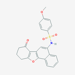 molecular formula C23H19NO5S B281427 4-methoxy-N-(7-oxo-9,10-dihydro-8H-naphtho[1,2-b]benzofuran-5-yl)benzenesulfonamide 