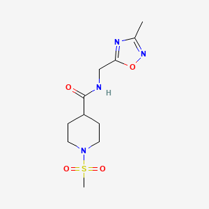 molecular formula C11H18N4O4S B2814270 N-((3-methyl-1,2,4-oxadiazol-5-yl)methyl)-1-(methylsulfonyl)piperidine-4-carboxamide CAS No. 1207002-15-0