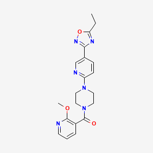 molecular formula C20H22N6O3 B2814272 (4-(5-(5-Ethyl-1,2,4-oxadiazol-3-yl)pyridin-2-yl)piperazin-1-yl)(2-methoxypyridin-3-yl)methanone CAS No. 1421485-05-3
