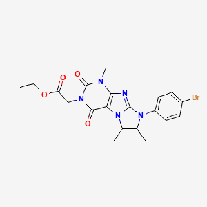 molecular formula C20H20BrN5O4 B2814276 ethyl 2-(8-(4-bromophenyl)-1,6,7-trimethyl-2,4-dioxo-1H-imidazo[2,1-f]purin-3(2H,4H,8H)-yl)acetate CAS No. 877810-49-6